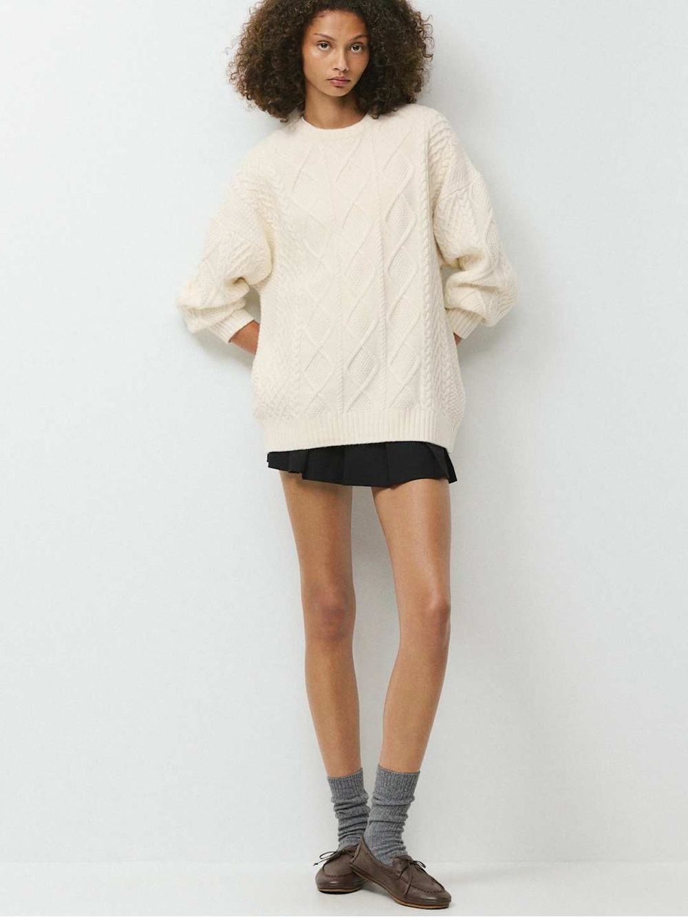 Aritzia Sunday Best | Peggy Cable Knit Wool Sweater | Ivory | XS